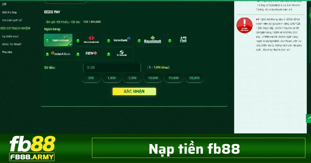Nạp tiền FB88 2 Những phương thức này phù hợp với những người có yêu cầu đặc biệt hoặc khu vực ít phổ biến các dịch vụ ngân hàng quốc tế.